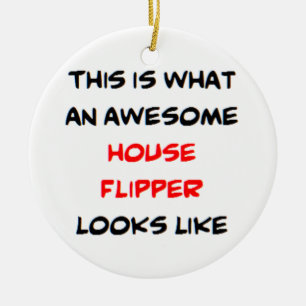 awesome house flipper ceramic ornament
