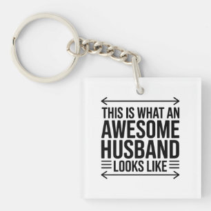 Awesome Husband Arrow Typography Keychain
