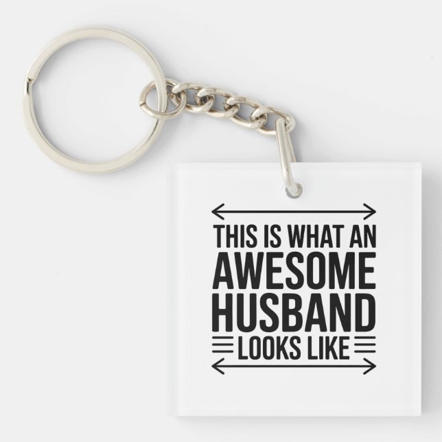 Awesome Husband Arrow Typography Keychain (Front)