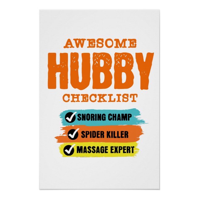 Awesome Husband Checklist Funny Poster (Front)