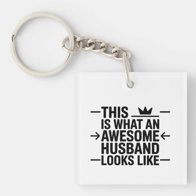 Awesome Husband Graphic Typography Keychain (Front)