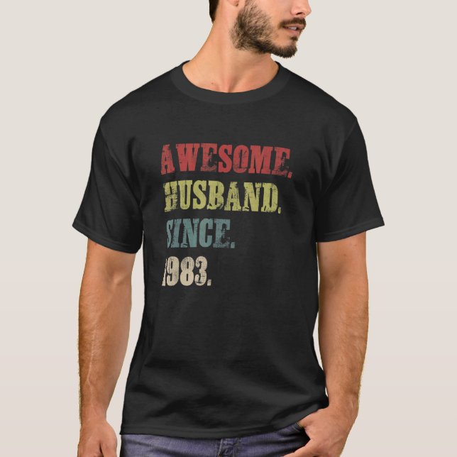 Awesome Husband Since 1983  39 Wedding Aniversary T-Shirt (Front)