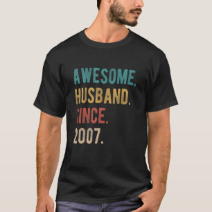 Awesome Husband Since 2007   15th Wedding Aniversa T-Shirt