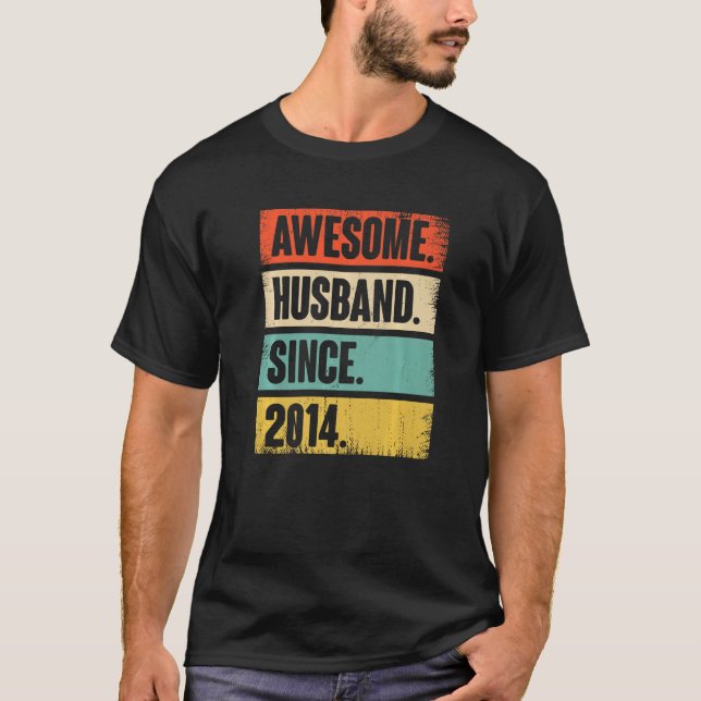 Awesome Husband Since 2014 8 Wedding Anniversary F T-Shirt (Front)