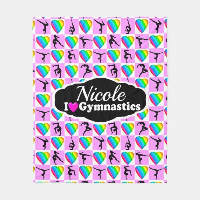 AWESOME I LOVE GYMNASTICS DESIGN FLEECE BLANKET (Front)