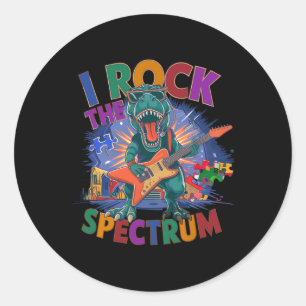 Awesome I Rock The Spectrum Autism Dad Peace Love Classic Round Sticker