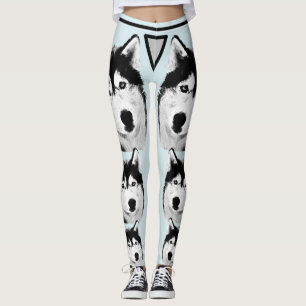 Awesome Ice Blue Siberian Husky Leggings