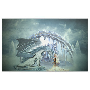 Awesome ice dragon fabric