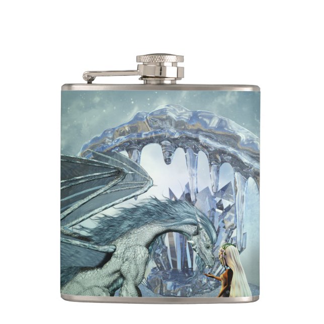 Awesome ice dragon hip flask (Front)