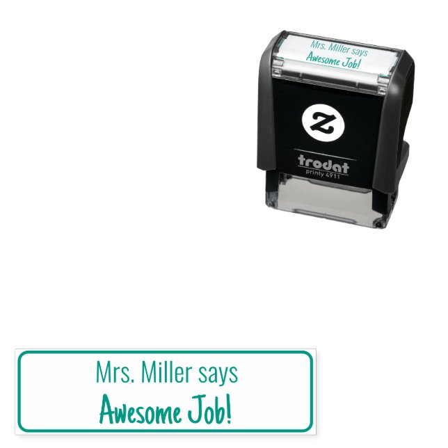 Awesome Job! and Teacher's Name Text Template Self-inking Stamp (In Situ)