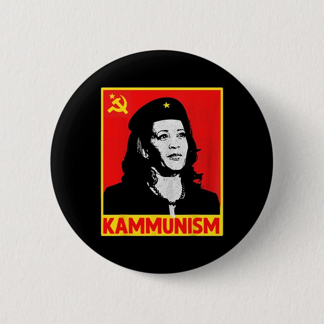 Awesome Kamala Harris Kammunism Communism Harris W 2 Inch Round Button (Front)