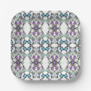 Awesome Lacy Look of Blue Violet Flowers  Paper Plate