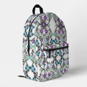 Awesome Lacy Look of Blue Violet Flowers Printed Backpack