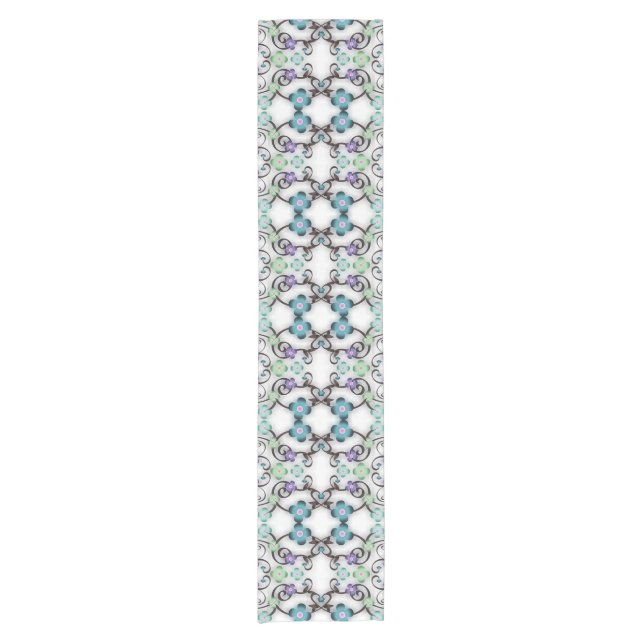 Awesome Lacy Look of Blue Violet Flowers  Short Table Runner (Front)
