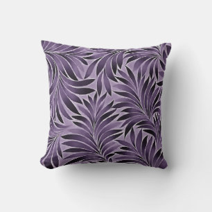 Awesome Leaves Pattern In Lilac and Grey Throw Pillow