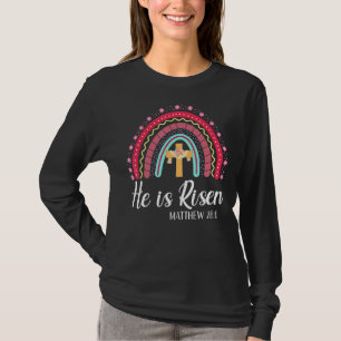 Awesome Leopard Rainbow He Is Risen Christian Jesu T-Shirt