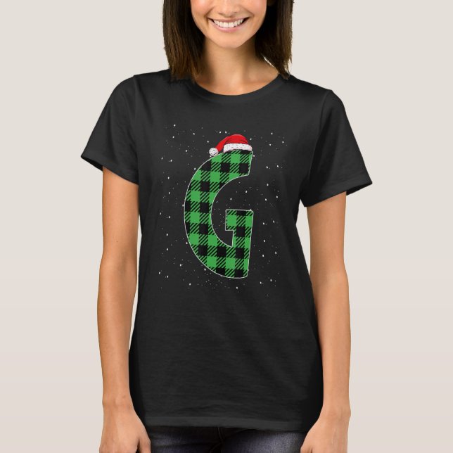 Awesome Letter G Initial Name Buffalo Plaid Christ T-Shirt (Front)