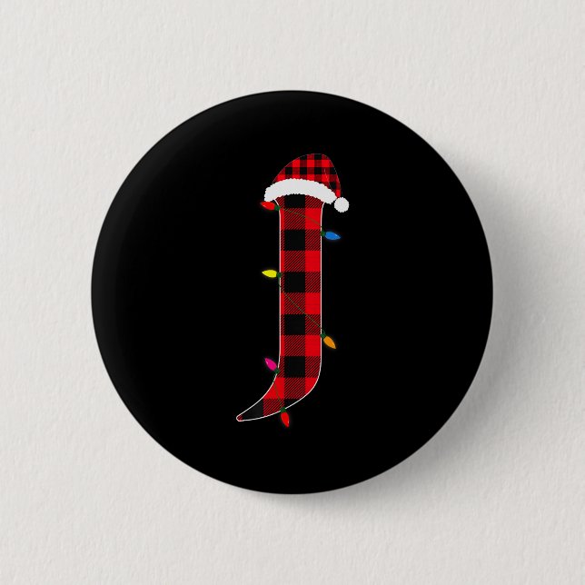 Awesome Letter J Initial Name Buffalo Plaid Christ 2 Inch Round Button (Front)