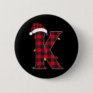 Awesome Letter K Initial Name Buffalo Plaid Christ 2 Inch Round Button