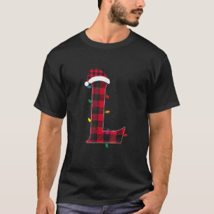 Awesome Letter L Initial Name Buffalo Plaid Christ T-Shirt