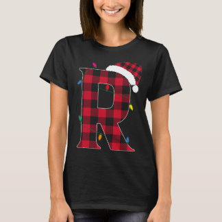 Awesome Letter R Initial Name Buffalo Plaid Christ T-Shirt