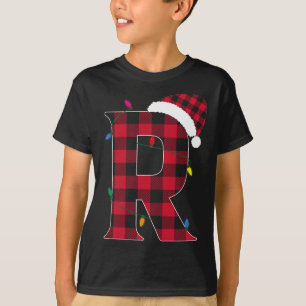 Awesome Letter R Initial Name Buffalo Plaid Christ T-Shirt