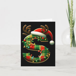 Awesome Letter S Santa Hat Monogram Initial Name S Card