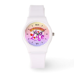 Awesome Life Rainbow Coloured Dots Watch