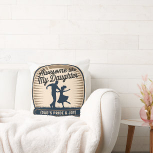 Awesome Like My Daughter - Dad & Girl Love Badge Throw Pillow