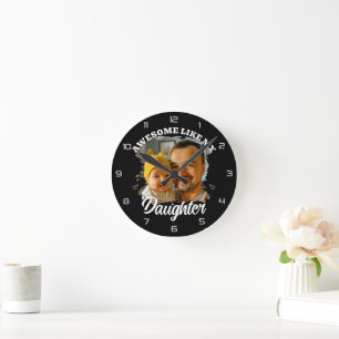Awesome Like My Daughter Personalized Dad Photo Round Clock