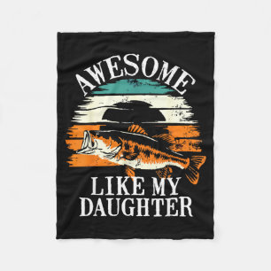 Awesome Like My Daughter Retro Fishing Dad Funny F Fleece Blanket