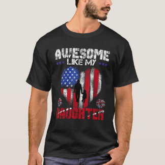Awesome Like My Daughter Retro Heart Usa Flag Fath T-Shirt