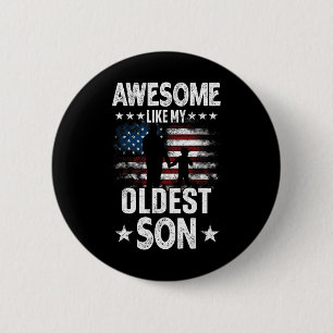 Awesome Like My Oldest Son Vintage Usa Flag Father 2 Inch Round Button