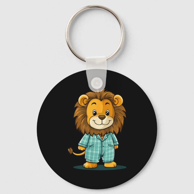 Awesome Lion In Pajama For Funny Animal Sleepwear  Keychain (Front)