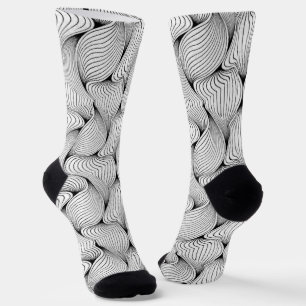 Awesome Looking Fun Black & White Interwoven Lines Socks
