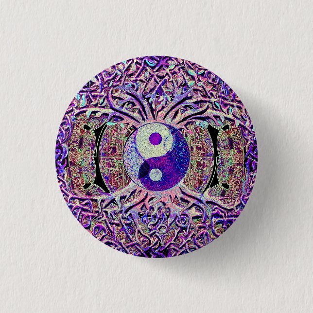 Awesome Looking Yin Yang Tree 1 Inch Round Button (Front)