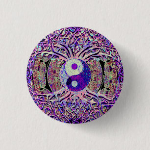 Awesome Looking Yin Yang Tree 1 Inch Round Button