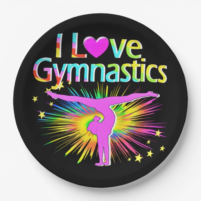AWESOME LOVE GYMNASTICS PAPER PLATES (Front)