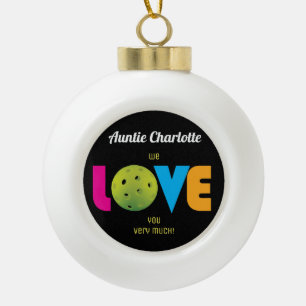 Awesome Love pickleball, custom text, Ceramic Ball Christmas Ornament