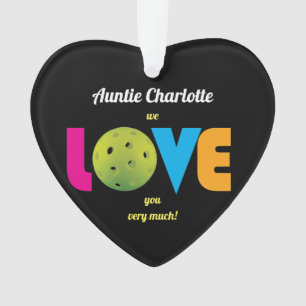 Awesome Love pickleball, custom text, heart shaped Ornament