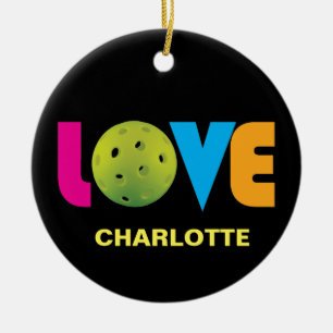 Awesome Love pickleball with custom name Ceramic Ornament