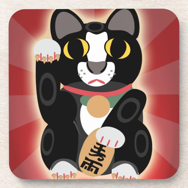 Awesome Lucky Tux Cat Cartoon Fun Art Coaster (Front)