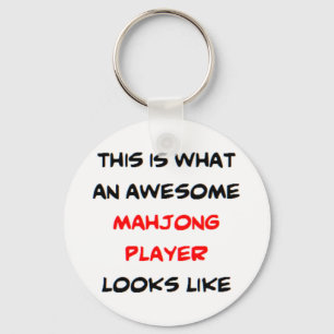 awesome mahjong player keychain