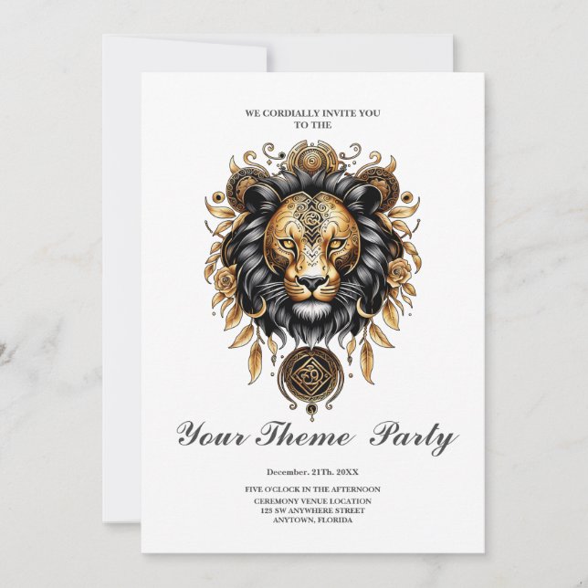 Awesome majestic lion invitation (Front)