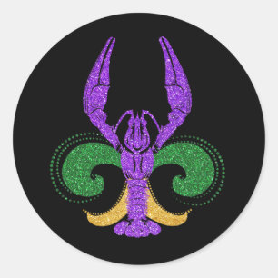 Awesome Mardi Gras Fleur Lis Crawfish New Orleans Classic Round Sticker