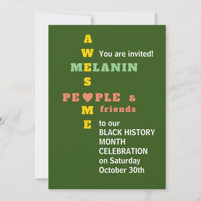 Awesome Melanin Black History Mois Invitation (Devant)
