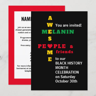 Awesome Melanin Black History Mois Invitation
