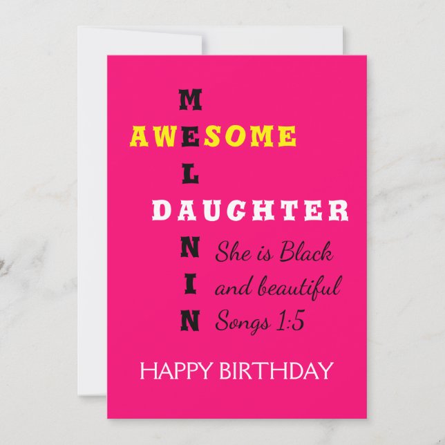 Awesome Melanin DAUGHTER Carte d'anniversaire (Devant)