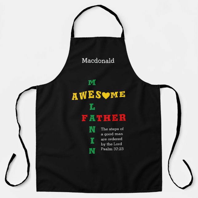 AWESOME MELANIN FATHER Personalized Apron (Front)