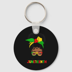 Awesome Messy Bun Juneteenth Celebrate 1865 June 1 Keychain